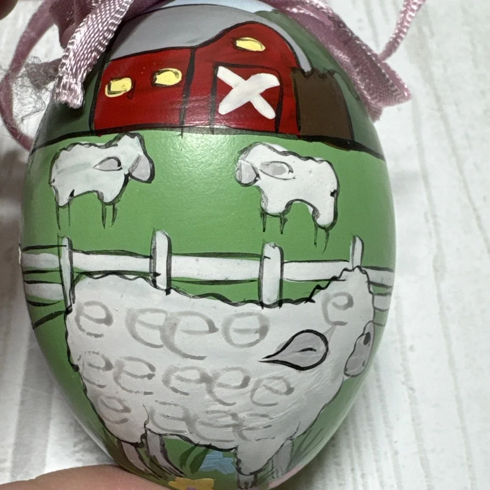 Midwest Lot of 3 Farm Animal Easter Egg Ornaments 2 25 inch Sheep Pig Cow